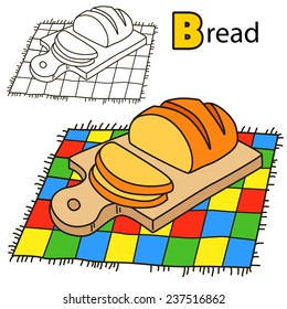 Bread. Coloring book page. Cartoon vector illustration.