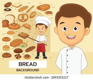 Bread concept background. Flat icons.