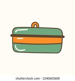 Bread container. Vector illustration. Zero waste concept. No plastic bags. Kitchen box
