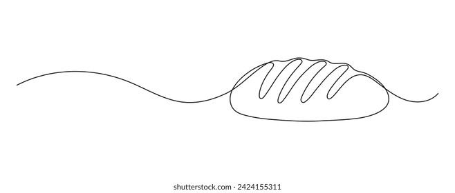 Bread. Continuous line drawing. Food frame border doodle.  