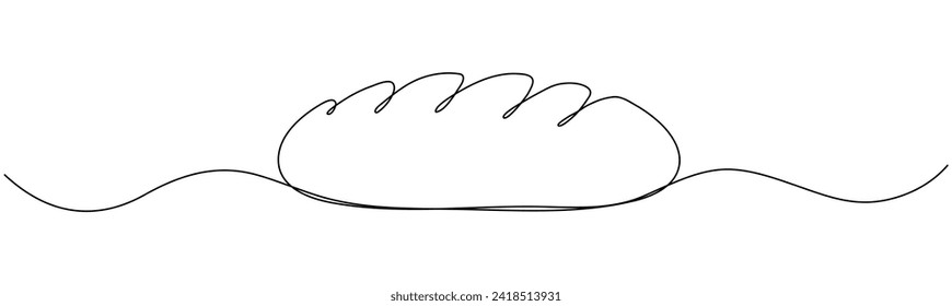 Dibujo de línea continua de pan. Baguette francesa. Ilustración vectorial aislada en blanco.