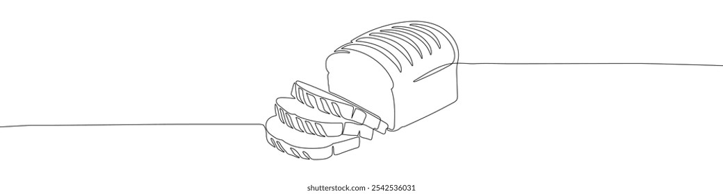 Bread continuous line drawing vector illustration. Bread slices line art illustration