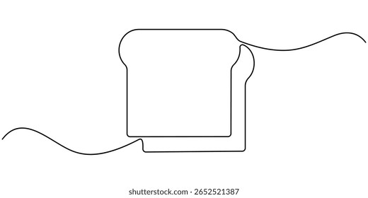 Ícone de linha contínua de pão, desenho de linha contínua de uma fatia de pão. Design minimalista para padaria, pães frescos um desenho contínuo de linha. baguete contínua uma ilustração de linha