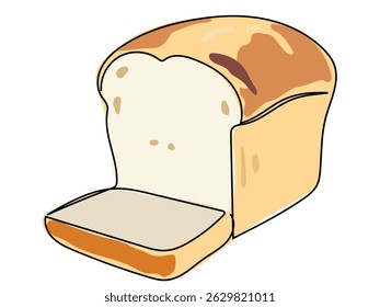 Bread is in a continuous line on a white background.