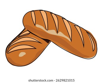 Bread is in a continuous line on a white background.