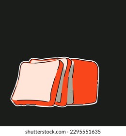Bread and cookware illustration design in 3 colors with japanese text