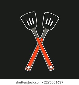 Bread and cookware illustration design in 3 colors with japanese text