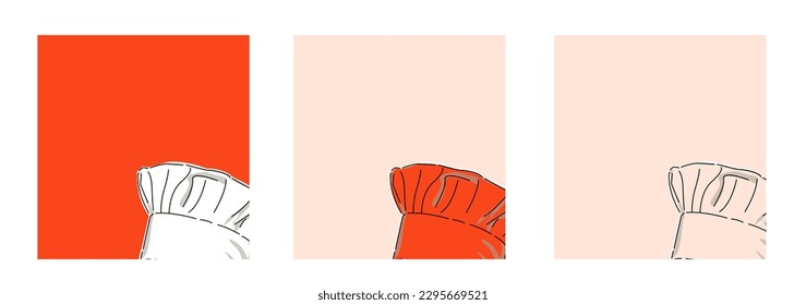 Bread and cookware illustration design in 3 colors with japanese text