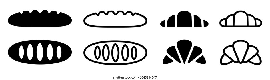 Bread and crescent icons set on white background – stock vector