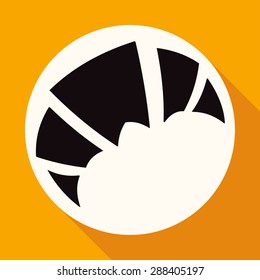 bread croissant on white circle with a long shadow