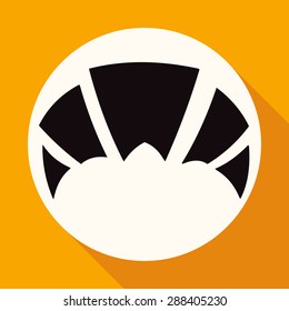 bread croissant on white circle with a long shadow