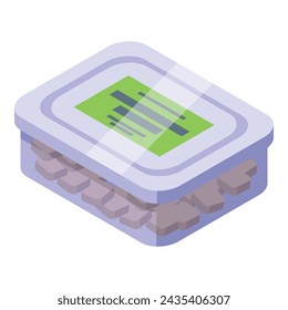 Bread crouton box icon isometric vector. Cube nutrition snack. Petite grain