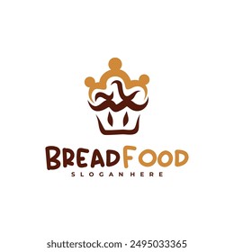 Bread crown logo vector template, Creative King bread logo design concepts