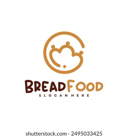 Bread crown logo vector template, Creative King bread logo design concepts