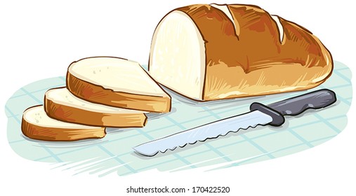 Bread cut into a pieces.