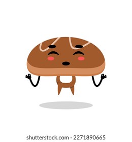 bread cute mascot character doing yoga.