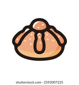 Bread of the dead illustration icon.Simple vector outline, clipart for graphic design.
