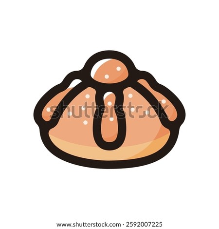 Bread of the dead illustration icon.Simple vector outline, clipart for graphic design.