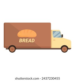 Bread delivery truck icon cartoon vector. Machine seed product. Grain baking