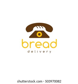 bread delivery vector negative space concept with phone