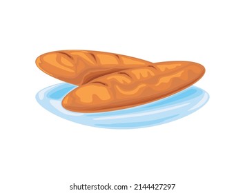 el pan en el icono del plato aislado