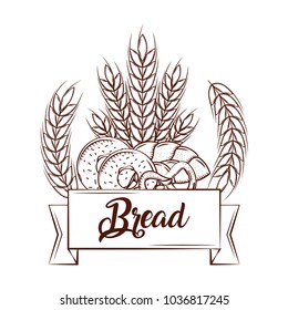 bread donuts pretzel wheat bake tasty banner  vintage emblem