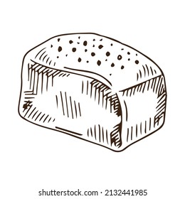 bread doodle hand drawn icon in sketch style.