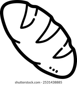 Ícone e ilustração de vetor de doodle de pão