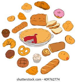 bread draw type logo collection isolated