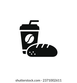 Bread and drink icon. Fast food icon isolated on white background