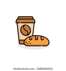 Bread and drink vector illustration. Fast food icon isolated on white background