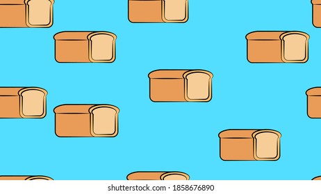Pan, orejas de trigo y granos sin fisuras. Ilustración vectorial de bollería fresca.