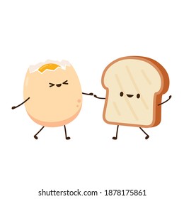 Diseño de caracter de pan y huevo. El carácter del desayuno.