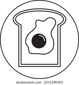 bread with egg icon vector design template and illustration with editable stroke 