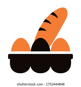 bread and eggs silhouette style icon vector illustration design