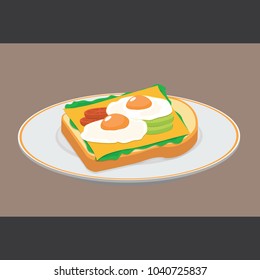 Bread with Eggs Tomato and Cucumber
