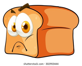 Brot mit Gesicht auf weißer Abbildung