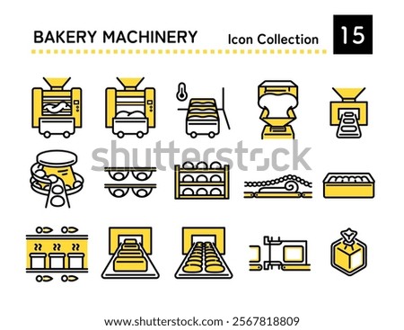 Bread factory machine icon, production flow