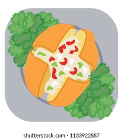 
Bread filled with creamy stuff to depict the icon for cheesy garlic bread sandwich
