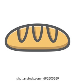 Bread filled outline icon, food and drink, bakery sign vector graphics, a colorful line pattern on a white background, eps 10.