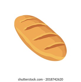 Brot. Fertiges Produkt der Heimkost, handgefertigt. Hausgemachte, verzehrfertige Speisen. Flaches Cartoon, Vektorsymbol einzeln
