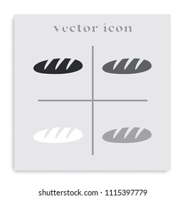 Bread flat black and white vector icon.