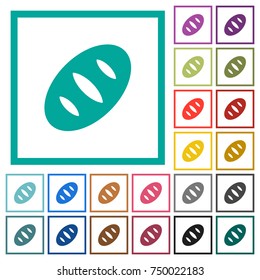 Bread flat color icons with quadrant frames on white background