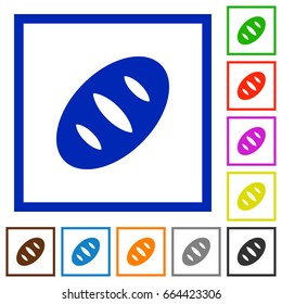 Bread flat color icons in square frames on white background