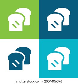 Bread Flat four color minimal icon set