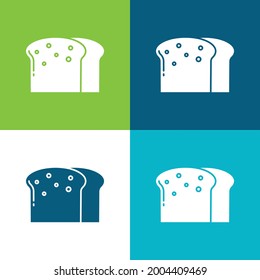 Bread Flat four color minimal icon set