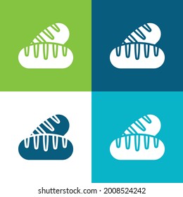 Bread Flat four color minimal icon set