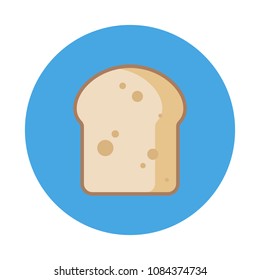 Bread flat icon isolated on blue background. Simple bread in flat style, vector illustration for web and mobile design. Breakfast elements vector sign symbol.