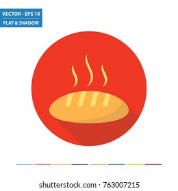 Bread flat icon with long shadow. Vector Illustration.