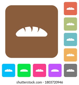 Bread flat icons on rounded square vivid color backgrounds.